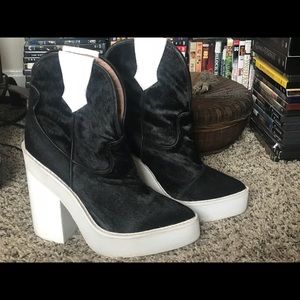 Jeffrey Campbell chunky heeled cow hair boots